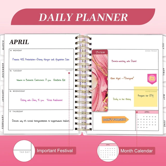 Alt view image 6 of 7 - Planner 2026-2027, 18 Months Large Daily Weekly Monthly Organizer July 2026 - Dec 2027, 8.5x9.8", Calendar with Page Tabs, Separator, Pocket Folder, Bookmark & Stickers & Sticky Note Set
