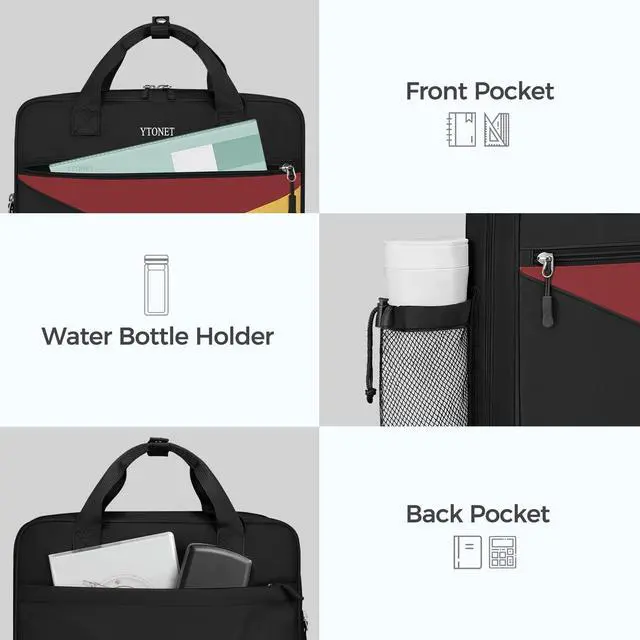 Alt view image 3 of 4 - Zipper Binder Bag, 3 Inch 3 Ring Binder with Zipper D-Ring Fit 14 in Laptop, 700 Sheets Capacity Zippered Binders with Shoulder Strap & Removable Ring Pad for Middle School Student Boy, Black