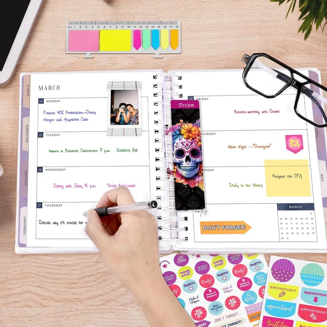 Alt view image 4 of 7 - Planner 2026-2027, 18 Months Large Daily Weekly Monthly Organizer July 2026 - Dec 2027, 8.5x9.8", Calendar with Page Tabs, Separator, Pocket Folder, Bookmark & Stickers & Sticky Note Set