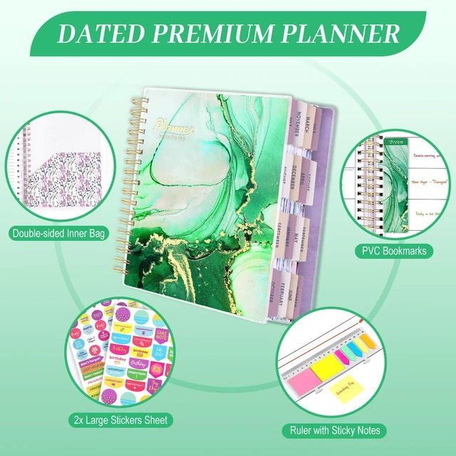 Alt view image 2 of 7 - Planner 2026-2027, 18 Months Large Daily Weekly Monthly Organizer July 2026 - Dec 2027, 8.5x9.8", Calendar with Page Tabs, Separator, Pocket Folder, Bookmark & Stickers & Sticky Note Set