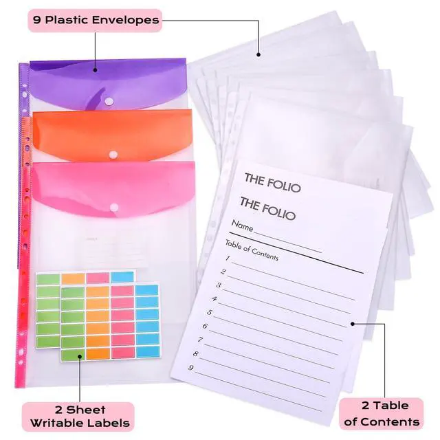 Alt view image 3 of 7 - Important Document Organizer 3 Ring Linen Binders Folio File Folders Pink Expanding File Storage Holder in Case If I Die Binder with 9 Pockets, Labels for Papers, Letters, Passports, Photos