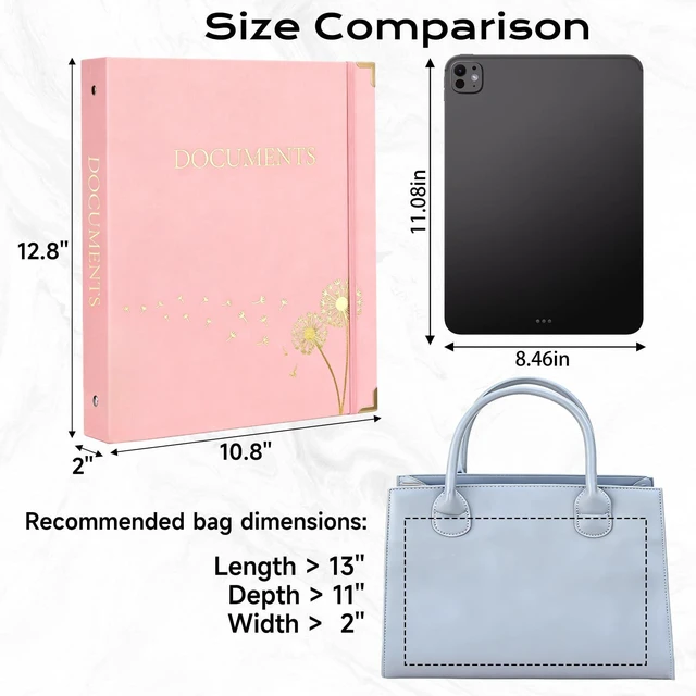 Alt view image 5 of 7 - Important Document Organizer 3 Ring Linen Binders Folio File Folders Pink Expanding File Storage Holder in Case If I Die Binder with 9 Pockets, Labels for Papers, Letters, Passports, Photos