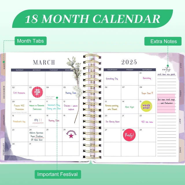 Alt view image 5 of 7 - Planner 2026-2027, 18 Months Large Daily Weekly Monthly Organizer July 2026 - Dec 2027, 8.5x9.8", Calendar with Page Tabs, Separator, Pocket Folder, Bookmark & Stickers & Sticky Note Set