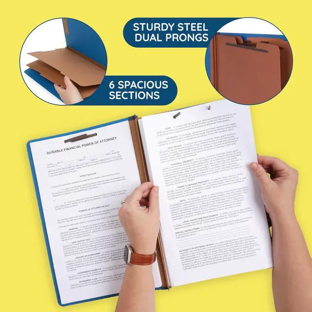 Alt view image 4 of 6 - 10 Classification Folders, Legal 2 Divider, Dark Heavy-duty, 2 in Expansion, 2 Prong Fasteners, 2 Dividers, 6 Sections, for Medical, Legal, and Personnel Files
