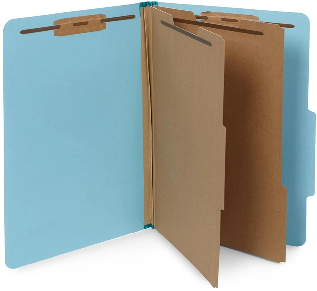 Main image of 10 Classification Folders, Legal 2 Divider, Light Heavy-duty, 2 in Expansion, 2 Prong Fasteners, 2 Dividers, 6 Sections, for Medical, Legal, and Personnel Files