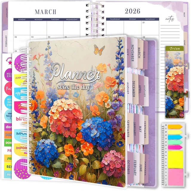Main image of Planner 2026-2027, 18 Months Large Daily Weekly Monthly Organizer July 2026 - Dec 2027, 8.5x9.8", Calendar with Page Tabs, Separator, Pocket Folder, Bookmark & Stickers & Sticky Note Set