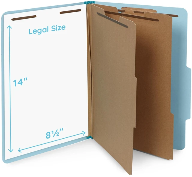 Alt view image 2 of 6 - 10 Classification Folders, Legal 2 Divider, Light Heavy-duty, 2 in Expansion, 2 Prong Fasteners, 2 Dividers, 6 Sections, for Medical, Legal, and Personnel Files