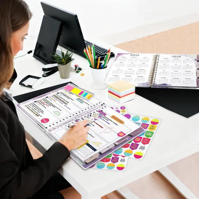 Alt view image 4 of 7 - Planner 2026-2027, 18 Months Large Daily Weekly Monthly Organizer July 2026 - Dec 2027, 8.5x9.8", Calendar with Page Tabs, Separator, Pocket Folder, Bookmark & Stickers & Sticky Note Set