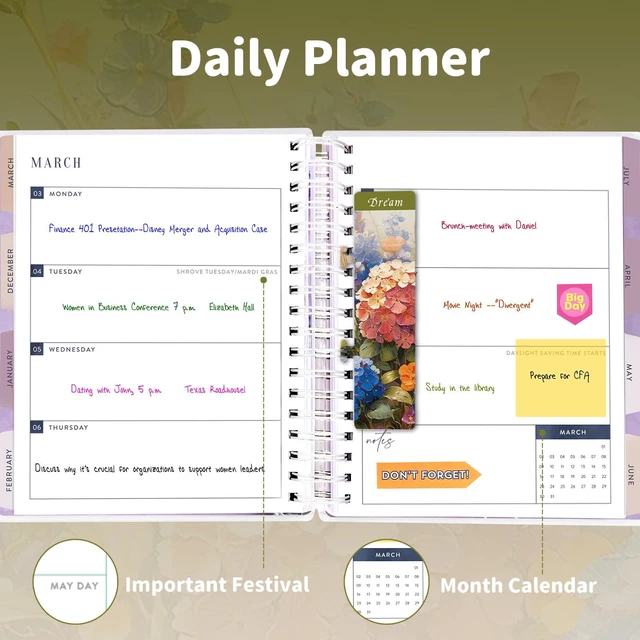 Alt view image 6 of 7 - Planner 2026-2027, 18 Months Large Daily Weekly Monthly Organizer July 2026 - Dec 2027, 8.5x9.8", Calendar with Page Tabs, Separator, Pocket Folder, Bookmark & Stickers & Sticky Note Set