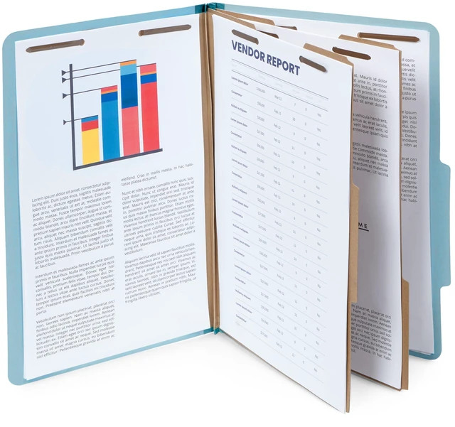 Alt view image 5 of 6 - 10 Classification Folders, Legal 2 Divider, Light Heavy-duty, 2 in Expansion, 2 Prong Fasteners, 2 Dividers, 6 Sections, for Medical, Legal, and Personnel Files