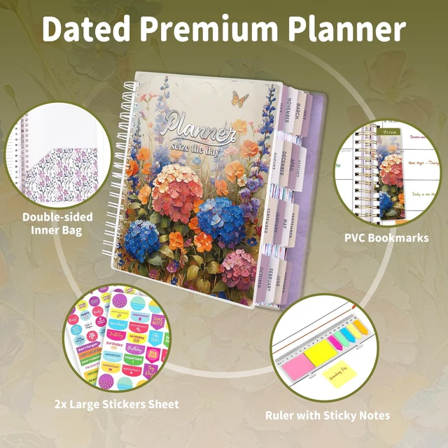 Alt view image 2 of 7 - Planner 2026-2027, 18 Months Large Daily Weekly Monthly Organizer July 2026 - Dec 2027, 8.5x9.8", Calendar with Page Tabs, Separator, Pocket Folder, Bookmark & Stickers & Sticky Note Set