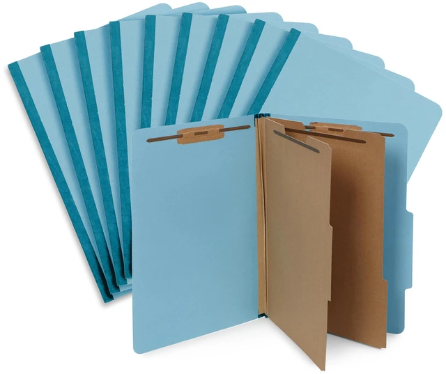 Alt view image 6 of 6 - 10 Classification Folders, Legal 2 Divider, Light Heavy-duty, 2 in Expansion, 2 Prong Fasteners, 2 Dividers, 6 Sections, for Medical, Legal, and Personnel Files