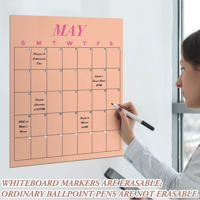 Alt view image 4 of 6 - 12 Pcs Undated Calendars 16'x20' Large Erasable Wall Calendar 12 Month Classroom Dry Ease Reusable Planning Colorful Yearly Blank Planner Reserved Grid for Office Home Educational Study Room Class