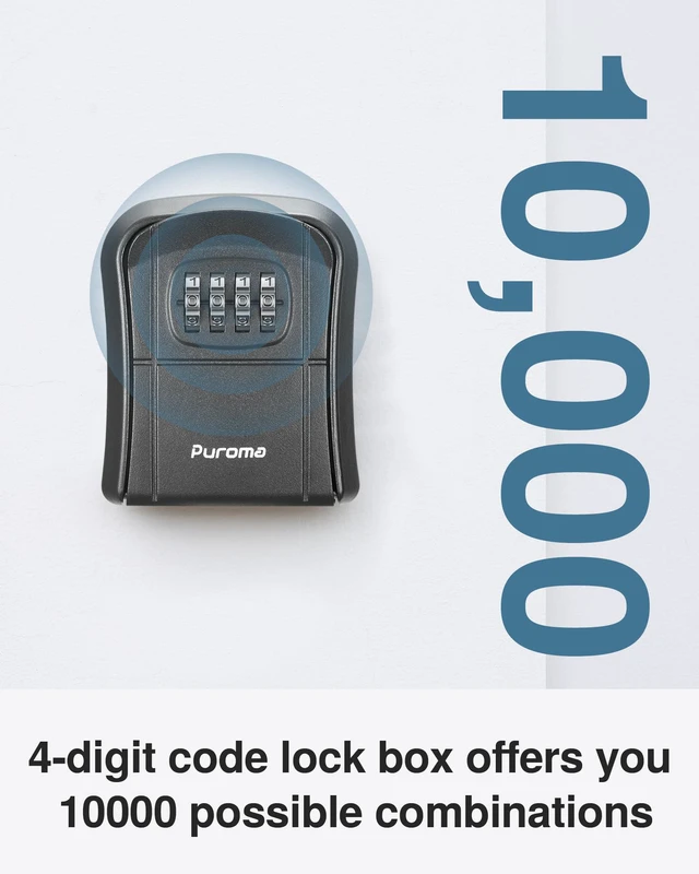 Alt view image 3 of 7 - Key Lock Box Combo Wall-Mounted Storage Safe Lockbox Home Office Outside, Portable, Wall Mount, Resettable, Combination, Weatherproof, High-capacity, Hold 5 Keys, Contractor Guest Realtor