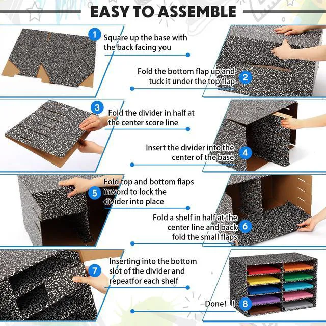 Alt view image 4 of 7 - 2 Pack 10 Slots Construction Paper Storage, Classroom Mailboxes, Back to School Literature Cardboard Paper Organizer for Teacher, Office, 19.7 x 12.4 x 11.8 Inches(Black,Composition)
