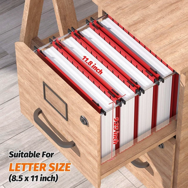 Alt view image 3 of 7 - Plastic Hanging File Folder, Letter Size, 12 Pack, Red PP Reinforced Hang Folders, Heavy Duty 2 Inch Expansion, w/ 15 x Tabs, Filing Cabinet Folders for Bulk Files & Medical Charts