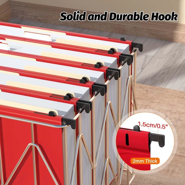 Alt view image 5 of 7 - Plastic Hanging File Folder, Letter Size, 12 Pack, Red PP Reinforced Hang Folders, Heavy Duty 2 Inch Expansion, w/ 15 x Tabs, Filing Cabinet Folders for Bulk Files & Medical Charts