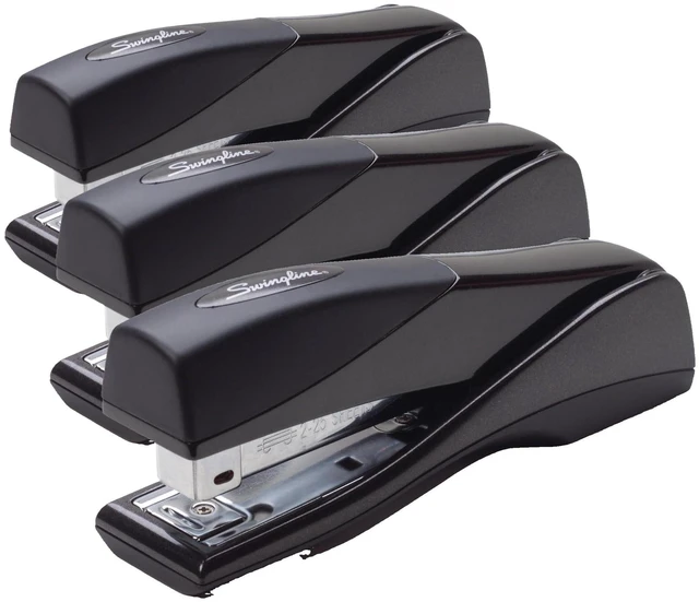 Main image of Stapler, Jam Free, Optima Grip Full Size, Ergonomic Cushion, Metal, 25 Sheet Capacity, Black (87810) (Pack of 3)
