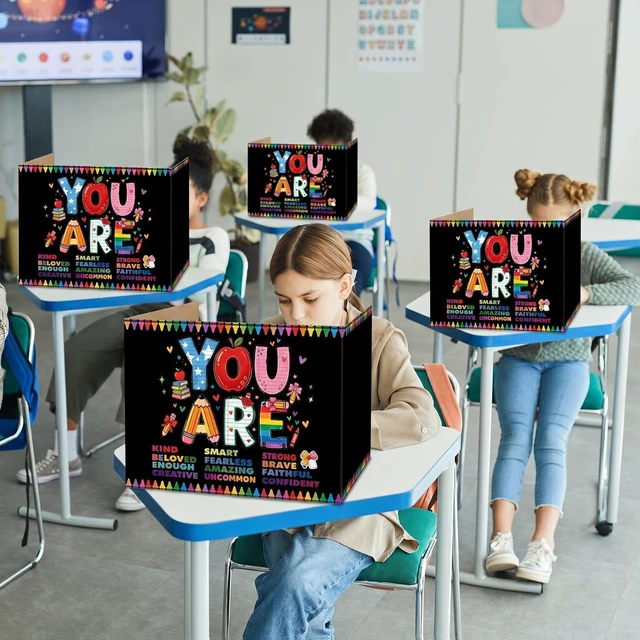 Alt view image 3 of 7 - 24 Pcs Privacy Folders for Students Testing, You are Smart, Colorful Testing Dividers for Classroom, Cardboard Privacy Board, Classroom Folders Teacher Supplies, Back to School Supplies