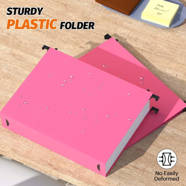 Alt view image 2 of 7 - Plastic Hanging File Folder, 12 Pack, Letter Size, Pink Extra Capacity,12 Pack Reinforced Hang Folders,Heavy Duty 2 Inch Expansion,Filing Cabinet Folder for Bulk Files/Medical Chart