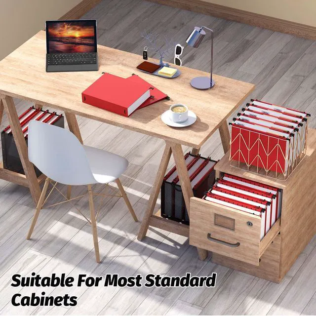 Alt view image 7 of 7 - Plastic Hanging File Folder, Letter Size, 12 Pack, Red PP Reinforced Hang Folders, Heavy Duty 2 Inch Expansion, w/ 15 x Tabs, Filing Cabinet Folders for Bulk Files & Medical Charts