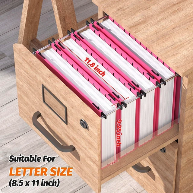 Alt view image 3 of 7 - Plastic Hanging File Folder, 12 Pack, Letter Size, Pink Extra Capacity,12 Pack Reinforced Hang Folders,Heavy Duty 2 Inch Expansion,Filing Cabinet Folder for Bulk Files/Medical Chart