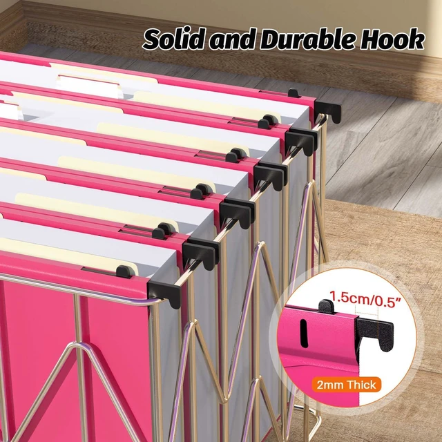 Alt view image 5 of 7 - Plastic Hanging File Folder, 12 Pack, Letter Size, Pink Extra Capacity,12 Pack Reinforced Hang Folders,Heavy Duty 2 Inch Expansion,Filing Cabinet Folder for Bulk Files/Medical Chart