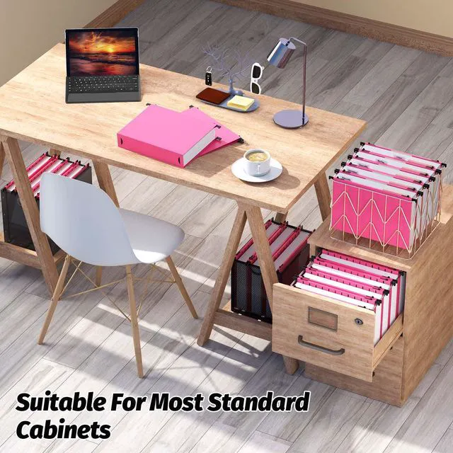 Alt view image 7 of 7 - Plastic Hanging File Folder, 12 Pack, Letter Size, Pink Extra Capacity,12 Pack Reinforced Hang Folders,Heavy Duty 2 Inch Expansion,Filing Cabinet Folder for Bulk Files/Medical Chart
