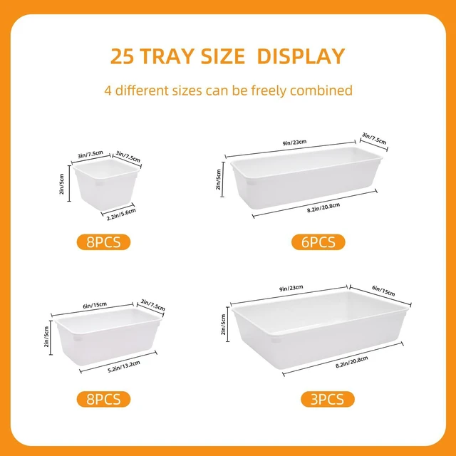 Alt view image 2 of 7 - Kitchen Desk Drawer Organizers Storage for Office, Small Acrylic Vanity Trays Makeup for Drawer Bathroom Plastic Make up Organizers 25 Pcs White