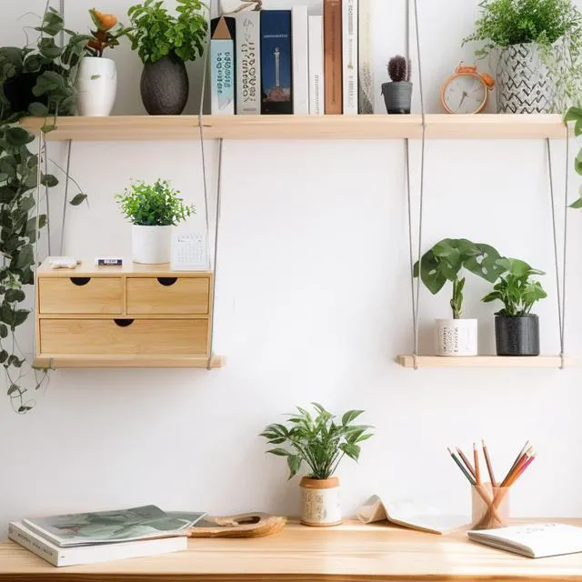 Alt view image 3 of 6 - Bamboo Desk Organizer With Drawers Countertop Drawers Counter Storage Box Corner Desk Organizer for Home Office No Assembly Required