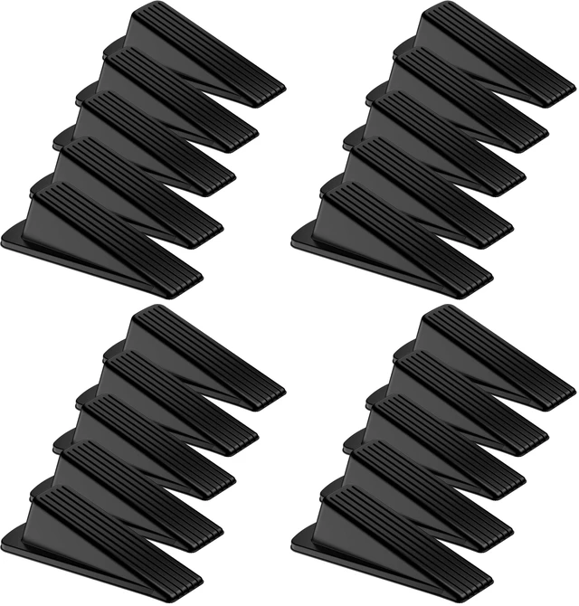 Main image of 20 Pack Door Stoppers for Bottom of Door, Premium Rubber Door Stops, Sturdy Wedge for Carpet, Tile, Concrete, Wood, Door Holder for Heavy Duty Door, Black