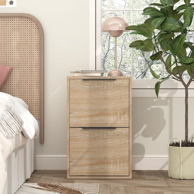 Alt view image 7 of 7 - Wood File Cabinet 2 Drawer Filing Cabinets with Hanging Bars for Letter Size, Wooden Samll Vertical Filing Cabinet for Home Office, Oak