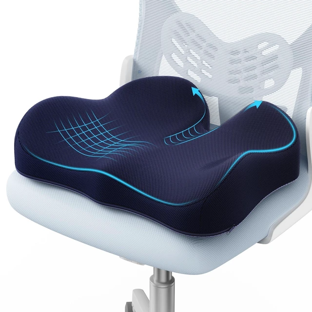 Main image of Ergonomic Seat Cushion, Non-Slip Seat Cushion for Office Chair, Blue Relieves Sciatica, Lower Back & Coccyx Pain, Suitable for Office Chair, Car Seat & Driving