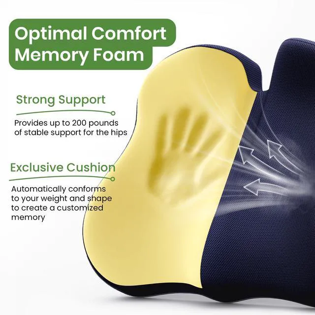 Alt view image 3 of 7 - Ergonomic Seat Cushion, Non-Slip Seat Cushion for Office Chair, Blue Relieves Sciatica, Lower Back & Coccyx Pain, Suitable for Office Chair, Car Seat & Driving