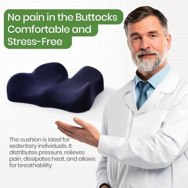 Alt view image 7 of 7 - Ergonomic Seat Cushion, Non-Slip Seat Cushion for Office Chair, Blue Relieves Sciatica, Lower Back & Coccyx Pain, Suitable for Office Chair, Car Seat & Driving