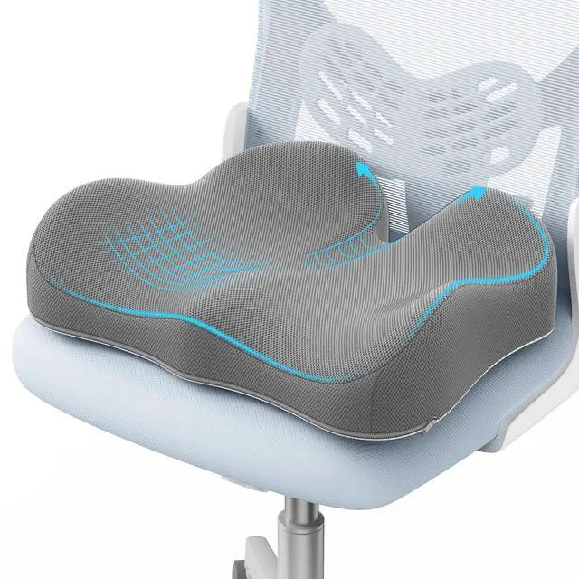 Main image of Ergonomic Seat Cushion, Non-Slip Seat Cushion for Office Chair, Grey Relieves Sciatica, Lower Back & Coccyx Pain, Suitable for Office Chair, Car Seat & Driving