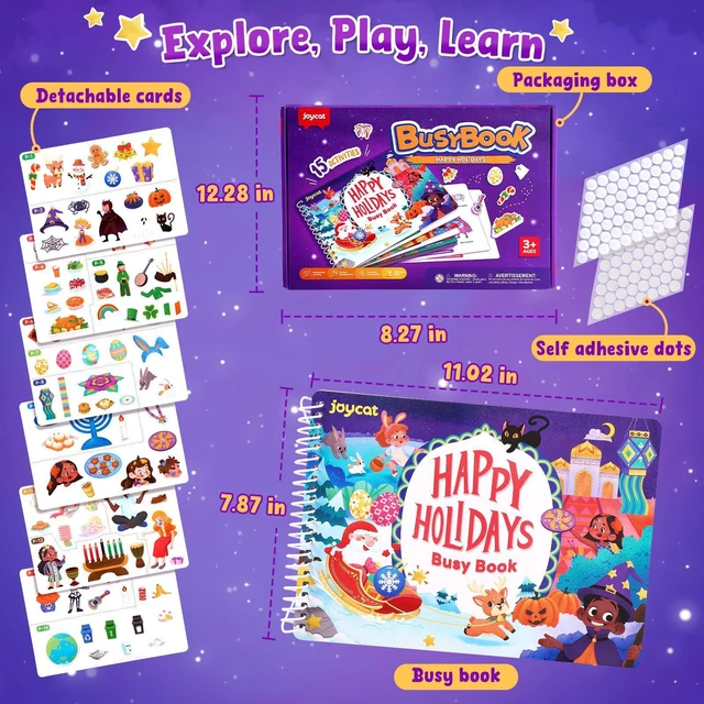 Alt view image 4 of 7 - Holiday Busy Book for Toddlers Ages 3-5, English 15 holidays including Easter, Diwali and Thanksgiving encourage creativity and preschool skills at home or during travel