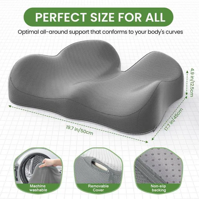 Alt view image 5 of 7 - Ergonomic Seat Cushion, Non-Slip Seat Cushion for Office Chair, Grey Relieves Sciatica, Lower Back & Coccyx Pain, Suitable for Office Chair, Car Seat & Driving