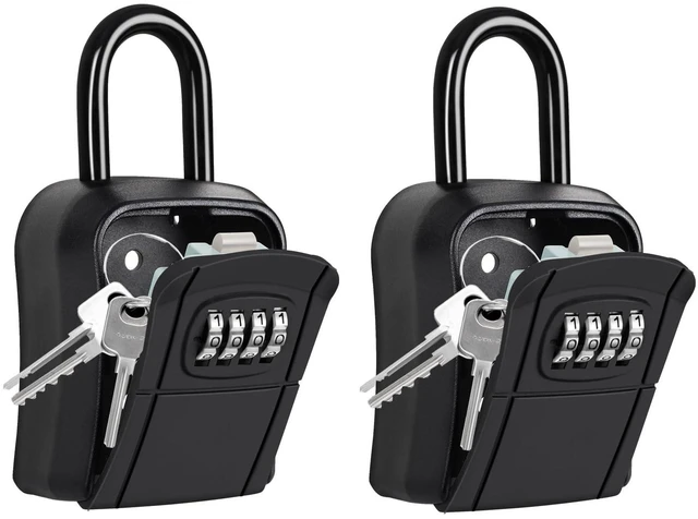 Main image of Portable Key Lock Box,Key Holder Safe Security Lock Box for Indoor, Outdoor, Garage, Garden, Store (2, Black)