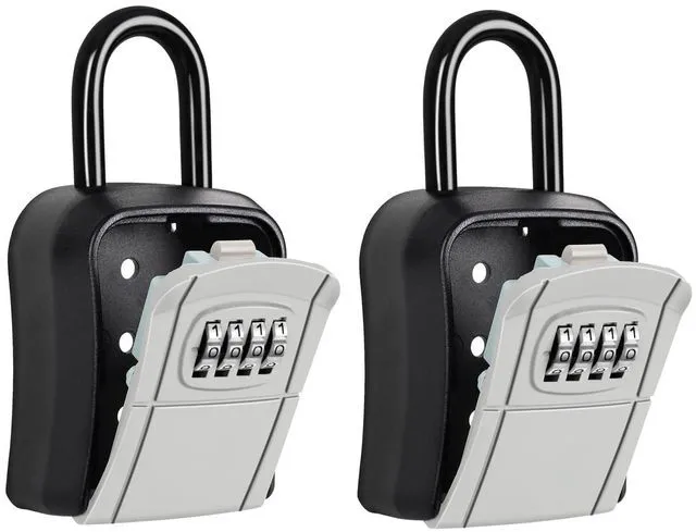 Main image of Portable Key Lock Box,Key Holder Safe Security Lock Box for Indoor, Outdoor, Garage, Garden, Store (2, Grey)