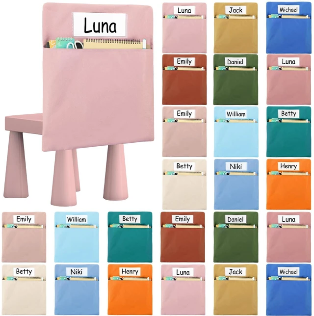 Main image of 24 Pcs Chair Pockets for Classroom 17 x 20 Inch s with Name Tag for Classroom Chairback Pockets Chairs Seat Back Organizer for Student Elementary School Daycare Home Supply (Light Boho)