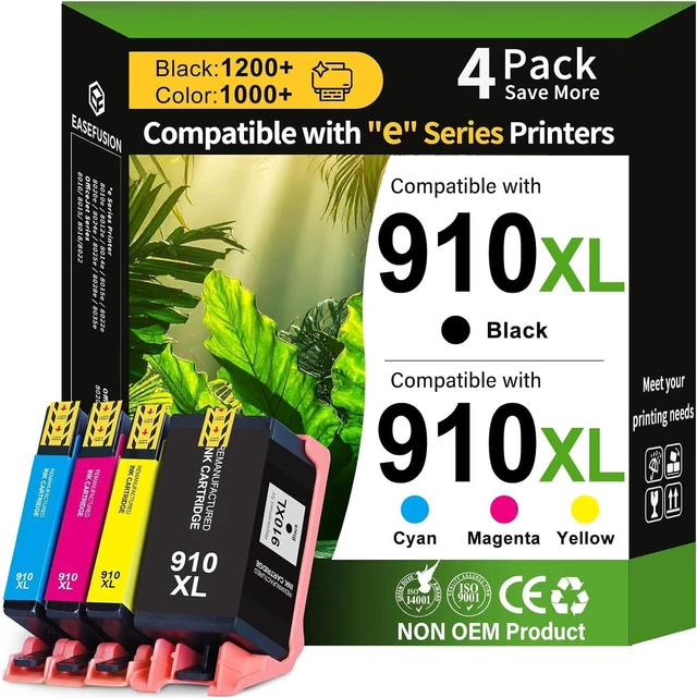 Main image of 910XL Ink Cartridges Combo Pack Replacement for HP 910XL Ink Cartridges Compatible with HP OfficeJet Pro 8025e 8025 8028e 8028 8035e 8035 OfficeJet 8015e 8022e 8015 8022 Printers (4 Pack)