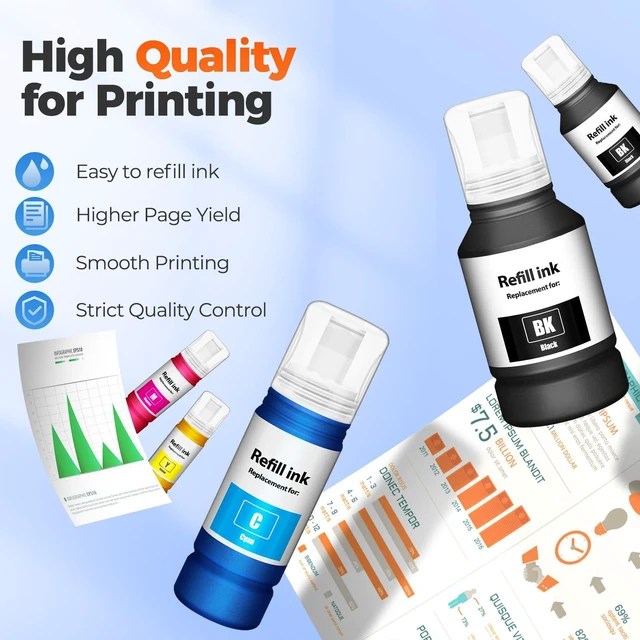 Alt view image 4 of 6 - ET-2850 ET-15000 ET-3950 Ink Refill Bottles Compatible for EPT502 Ink 10PCS ET-2980 ET-4950 ET-3843 ET-4850 ET-3850 ET 15000 ET 4850 ET2850 ET3850 ET4850 ET2980 ET-4760 ET-2760 ET-3830 ET-2750 Printer