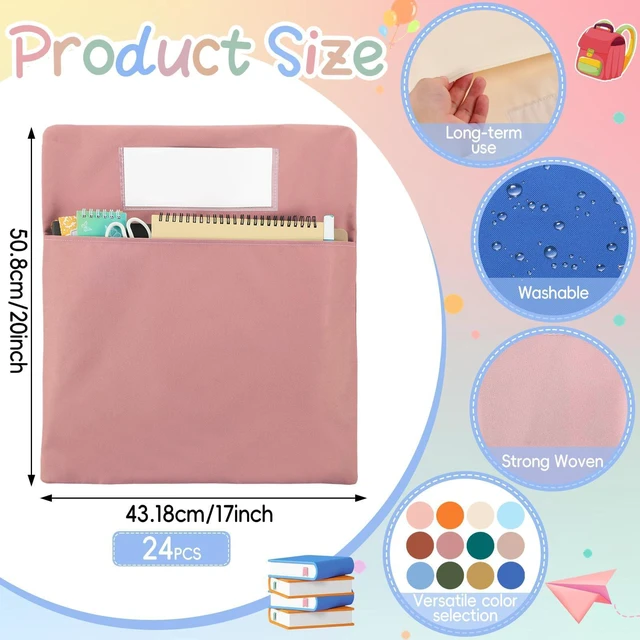 Alt view image 2 of 7 - 24 Pcs Chair Pockets for Classroom 17 x 20 Inch s with Name Tag for Classroom Chairback Pockets Chairs Seat Back Organizer for Student Elementary School Daycare Home Supply (Light Boho)