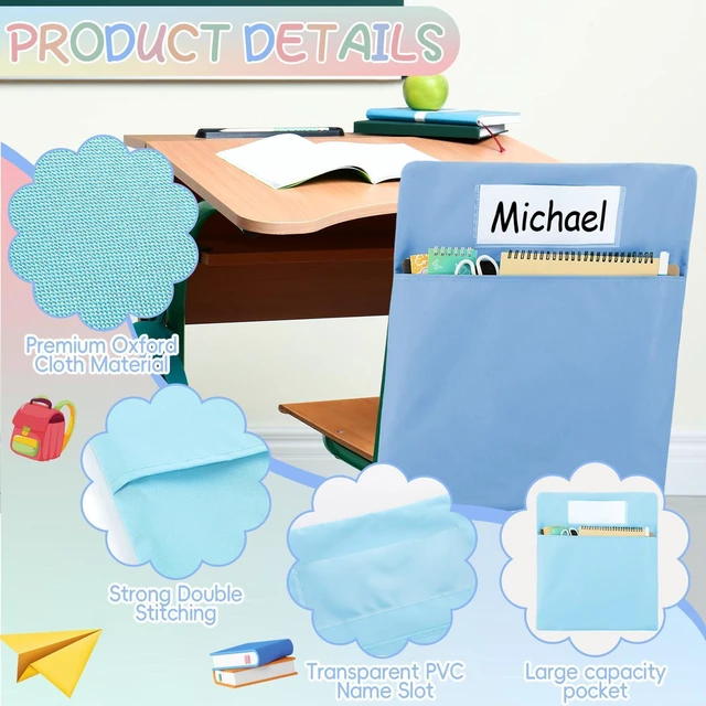 Alt view image 3 of 7 - 24 Pcs Chair Pockets for Classroom 17 x 20 Inch s with Name Tag for Classroom Chairback Pockets Chairs Seat Back Organizer for Student Elementary School Daycare Home Supply (Light Boho)