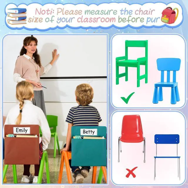 Alt view image 6 of 7 - 24 Pcs Chair Pockets for Classroom 17 x 20 Inch s with Name Tag for Classroom Chairback Pockets Chairs Seat Back Organizer for Student Elementary School Daycare Home Supply (Light Boho)