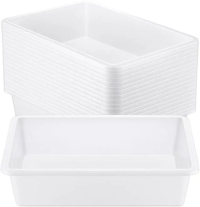 Main image of 18 Pcs Flat Storage Organizer Bins Paper Tray Classroom,White Plastic Baskets, Letter Size, for Art Pencil Book Organization, for School Office Teacher