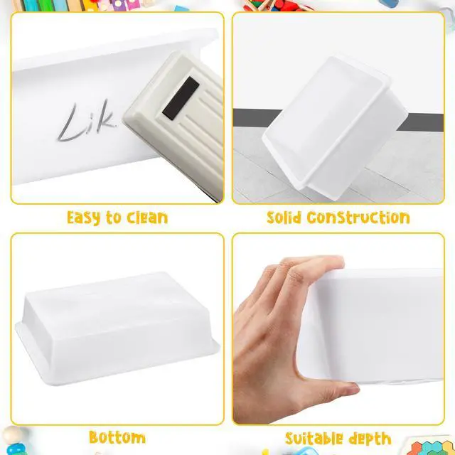 Alt view image 2 of 7 - 18 Pcs Flat Storage Organizer Bins Paper Tray Classroom,White Plastic Baskets, Letter Size, for Art Pencil Book Organization, for School Office Teacher