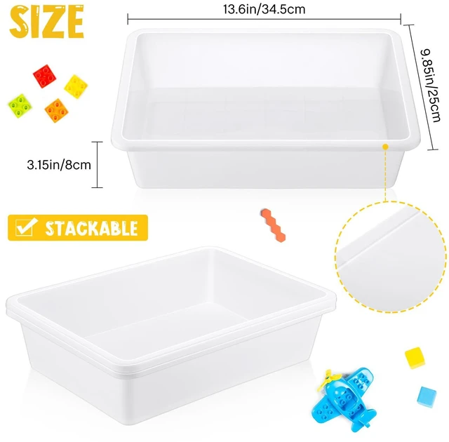 Alt view image 3 of 7 - 18 Pcs Flat Storage Organizer Bins Paper Tray Classroom,White Plastic Baskets, Letter Size, for Art Pencil Book Organization, for School Office Teacher