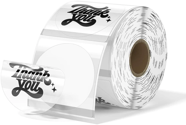 Main image of 2 Inch Transparent Round Thermal Labels, 500 Sheets/1 Roll Strong Adhesive & Waterproof & Tear-Resistant for Small Business, Bakery, Barcode, Inventory